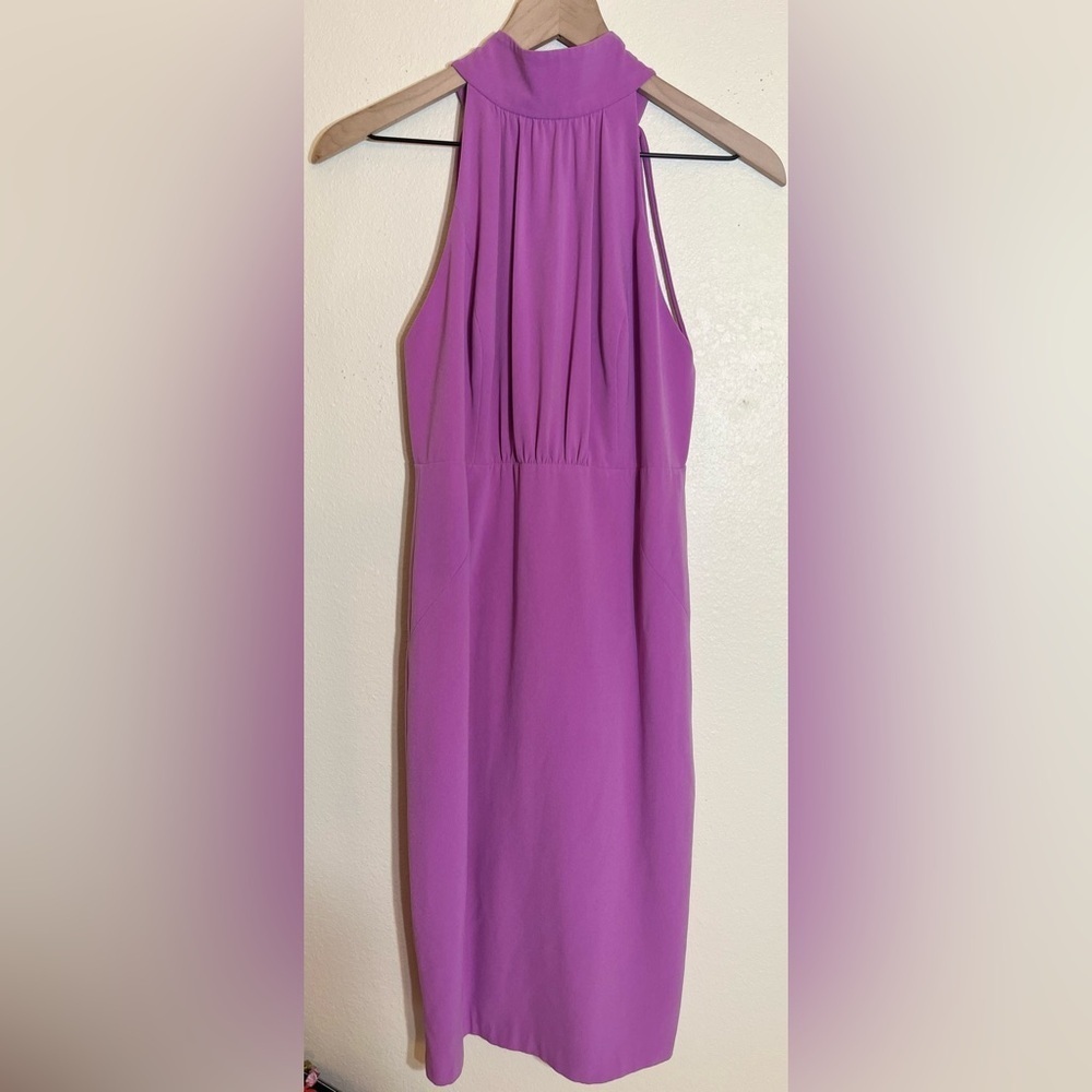 Halston Dress - Women’s 4 Purple - Designer Halter Knee Length - Picture 3 of 10